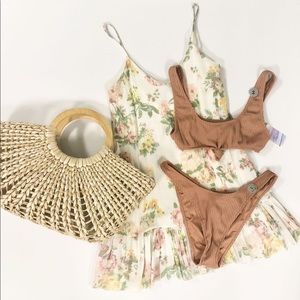 Forever 21 blush ribbed tie front bikini